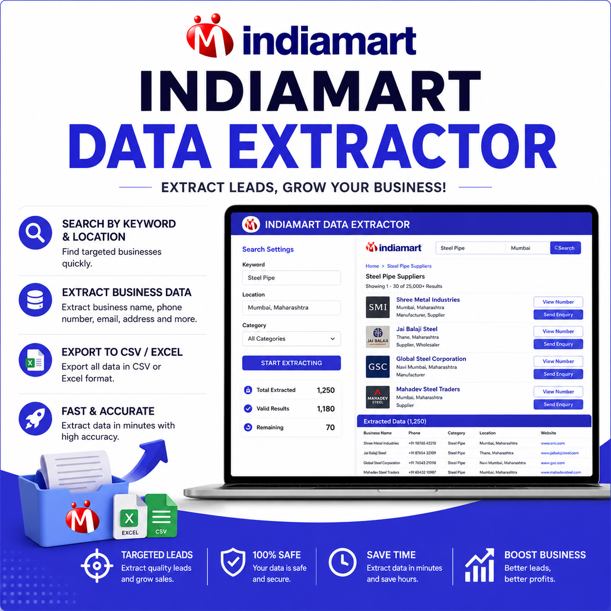Indiamart DATA EXTRACTOR IndiaMART Data Extractor – Business Leads & Supplier Data Software - Image 1